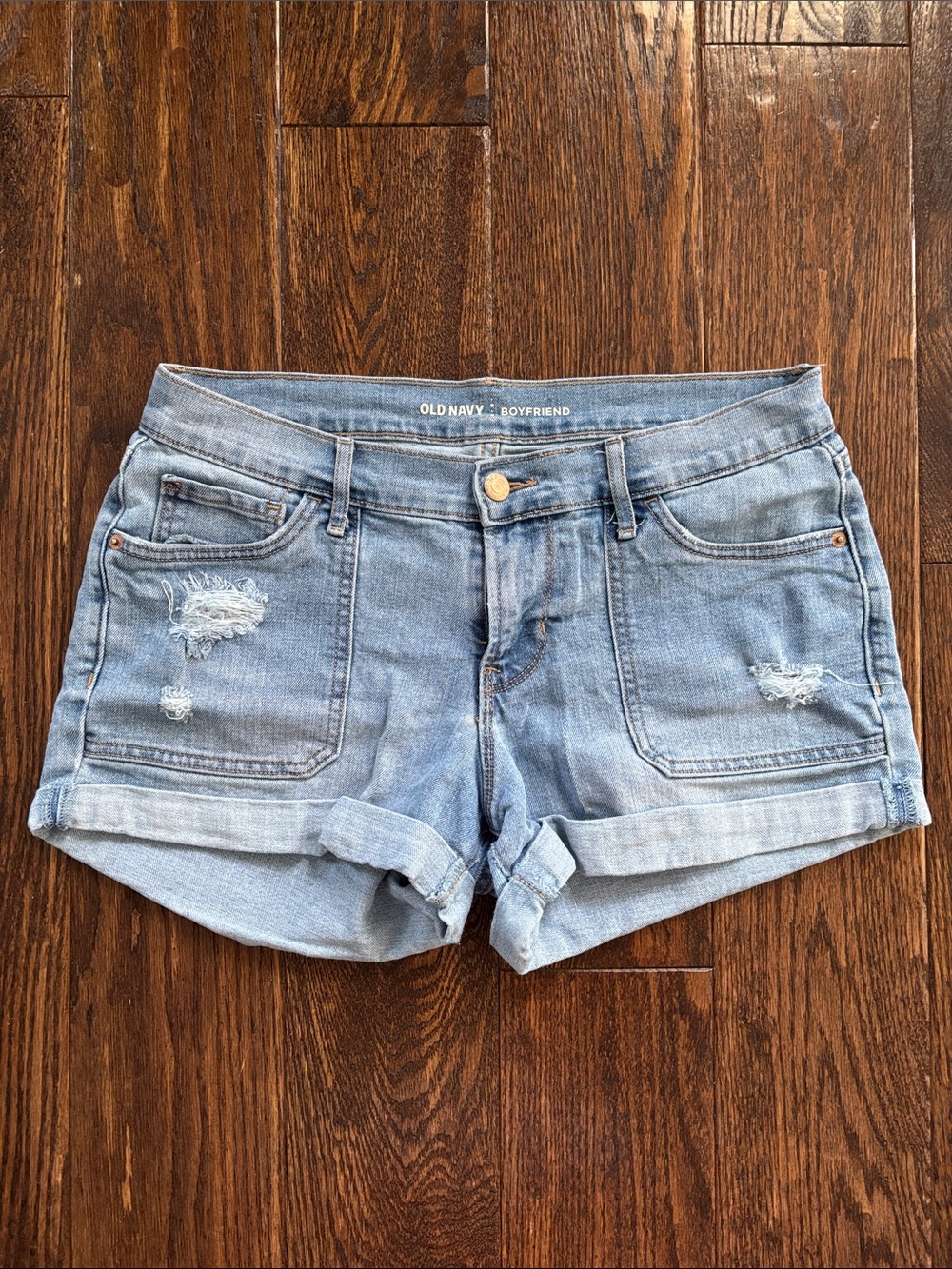Old Navy Light Blue Boyfriend Denim Shorts with Rolled Hem